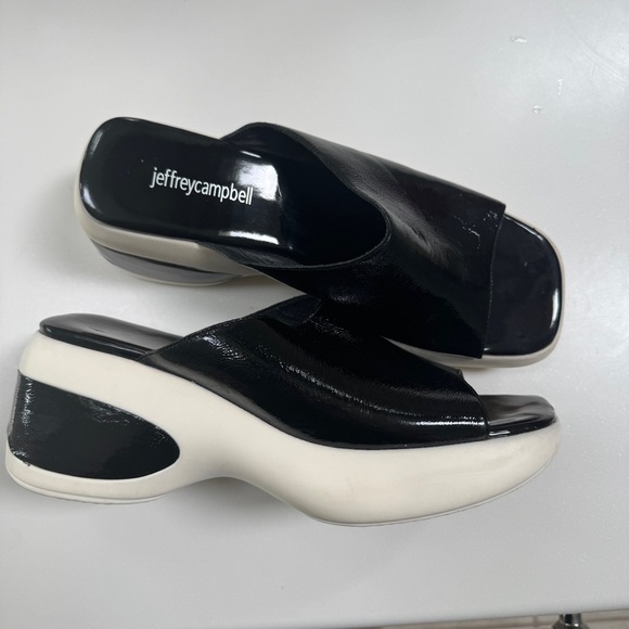 Jeffrey Campbell Black and White Mules with Chunky Sole - Picture 1 of 10